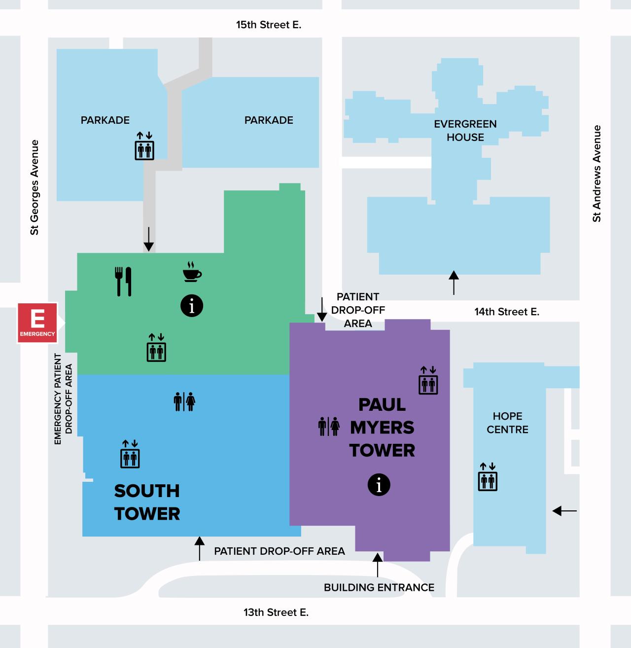 Site map of Lions Gate Hospital