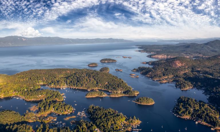 Ariel image of sunshine coast BC