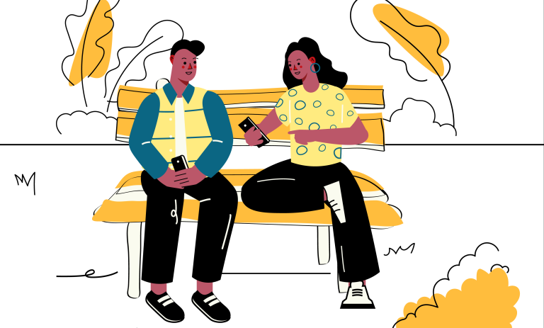 Couple sitting on bench