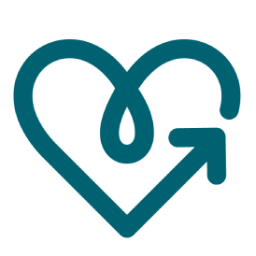 Illustration of a heart with an arrow pointing upwards.