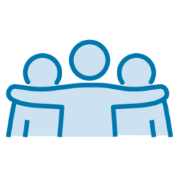 Graphic people with arms on each other in support.