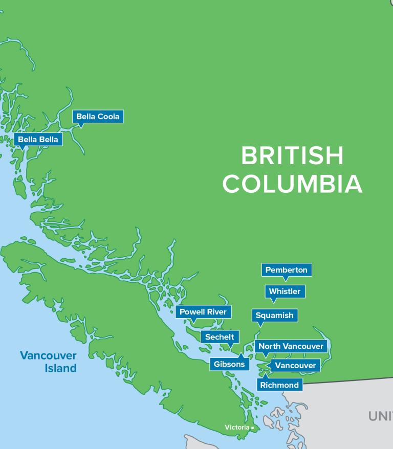 Map showing vch regions