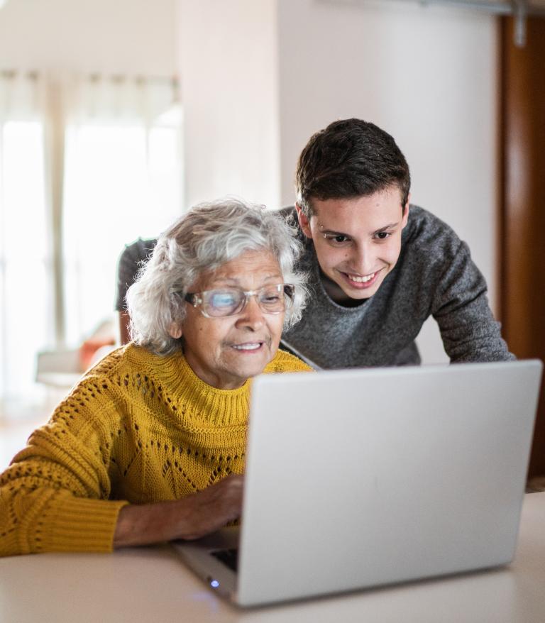 Two people reading online