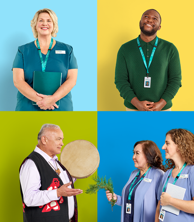 Group of VCH employees in different coloured boxes