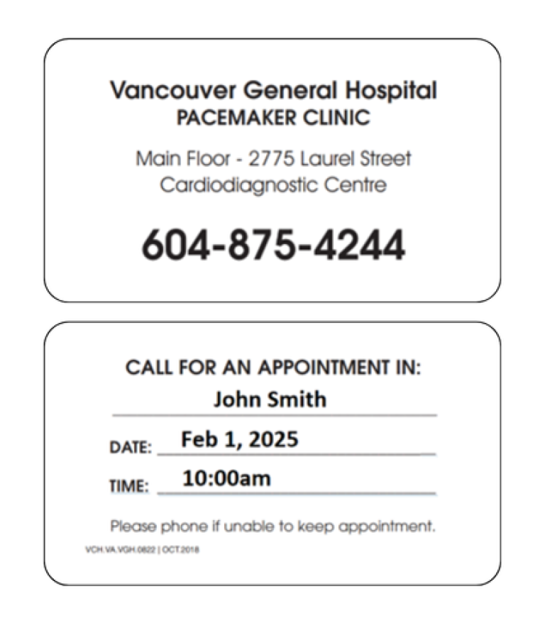 appointment card reminder
