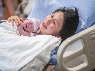 Mother Having Skin-To-Skin Time in the Delivery Room